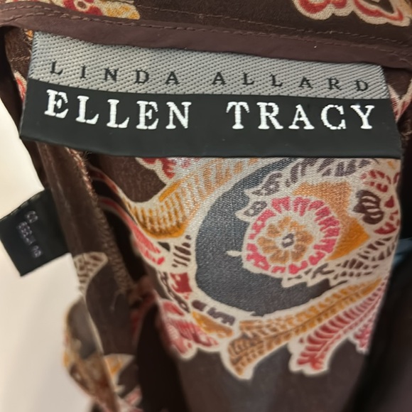 Ellen Tracy Linda Allard Women’s (14) Brown Paisley 100% Silk Sheer Vintage Pant - Picture 7 of 8